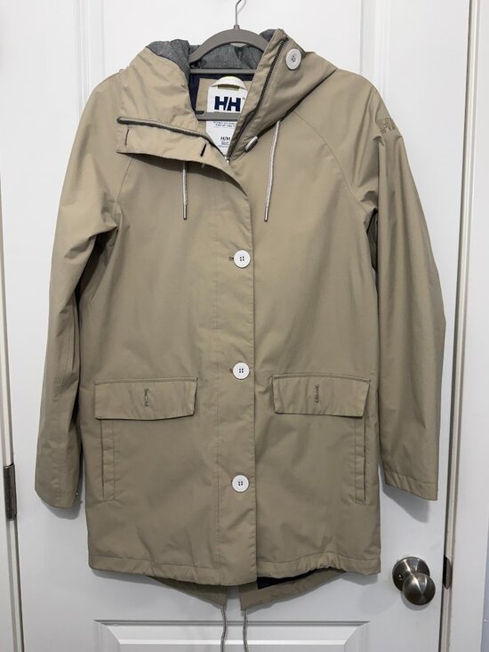 Helly Hansen Jackets & Blazers - Helly Hansen Elements Women’s Medium Hooded Waterproof Rain Jacket Beige Helly T